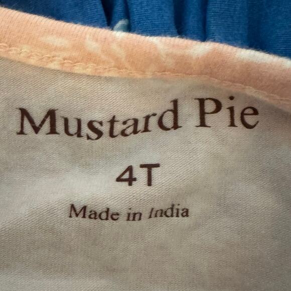 Mustard Pie Little Girls Size 4T Circle Twirly Dress Ruffles Floral Pink Blue - Picture 7 of 7